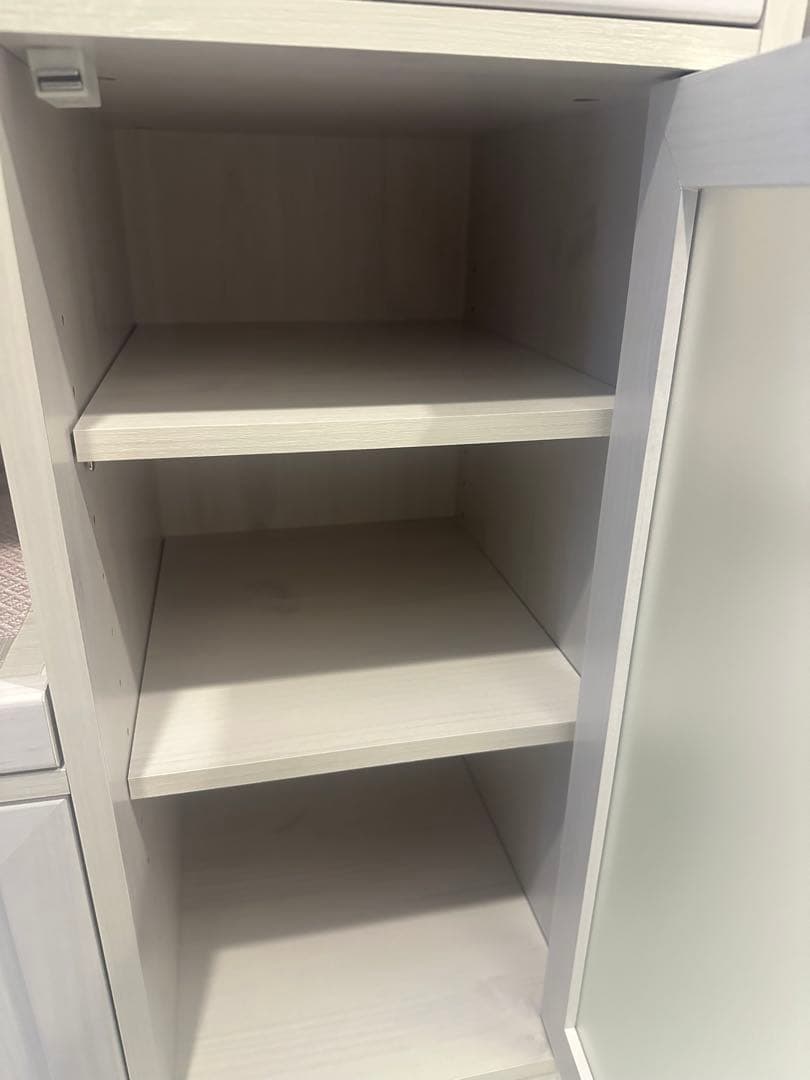 ホワイト食器棚 ガラス扉付き レンジ台 家電収納 【幅88】たのメル便