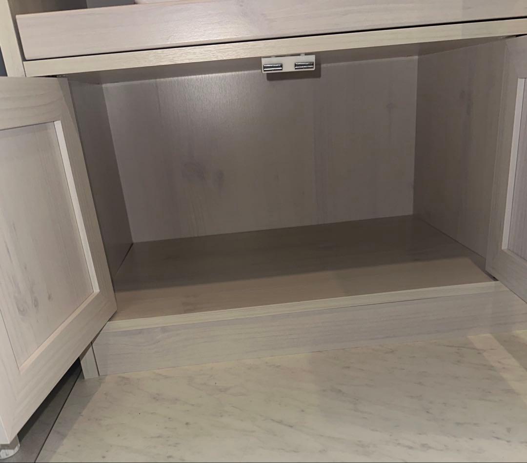 ホワイト食器棚 ガラス扉付き レンジ台 家電収納 【幅88】たのメル便