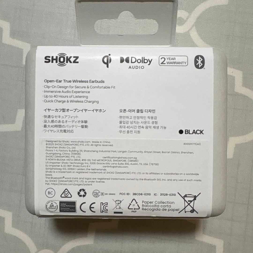 【新品・未開封】SHOKZ OPENDOTS ONE ブラック