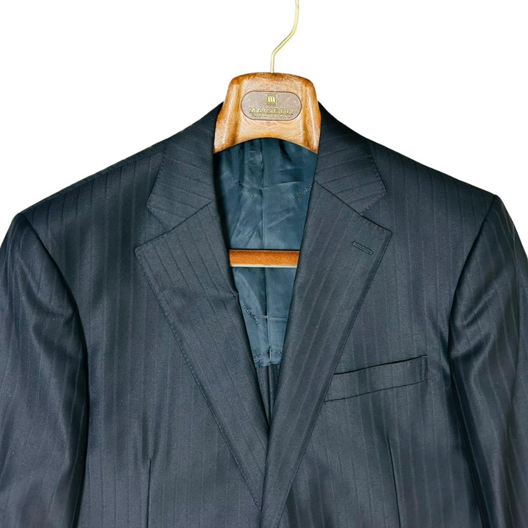 最高級 ロロピアーナ タスマニアン ダーバン スーツ AB6 黒 光沢 ウール