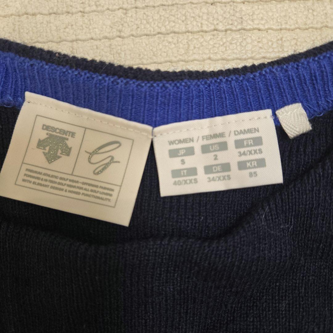 〖デサントゴルフ〗ニットセットアップ セーター ネイビー 青 ボーダー