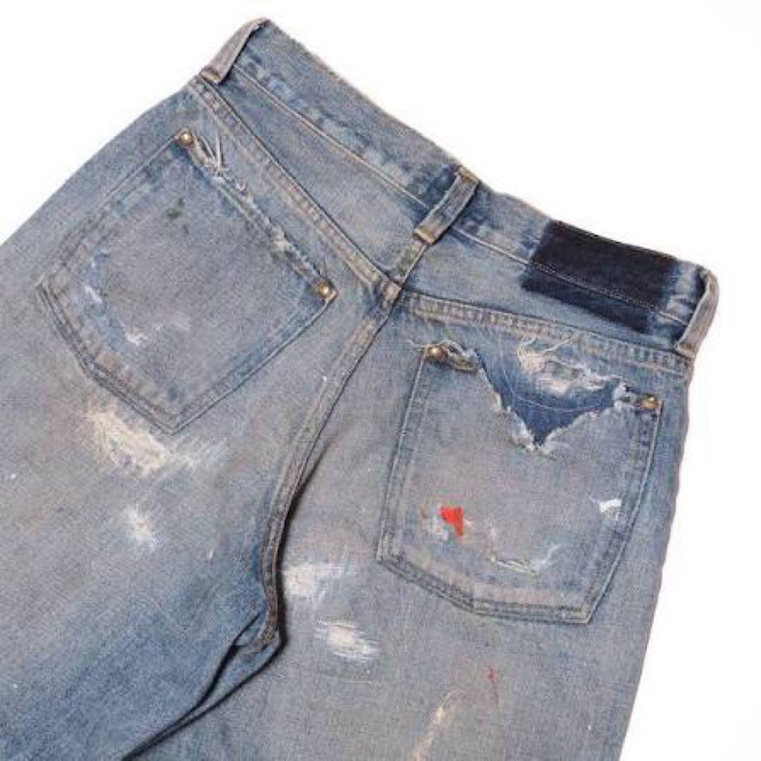 パンツ TSY RIPPED WIDE STRAIGHT DENIM INDIGO