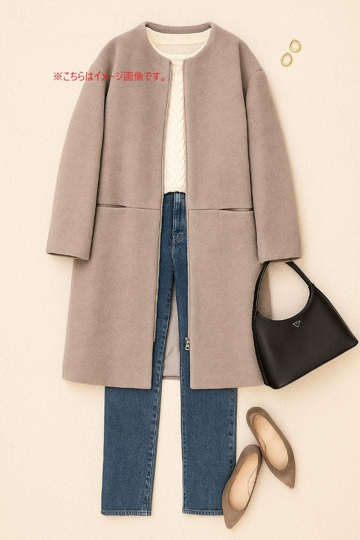 ★美品★ Noble ノーブル W/Ny ZIP ノーカラーコート