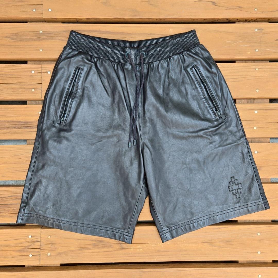 MARCELO BURLON　レザーハーフパンツ　ブラック　サイズ不明