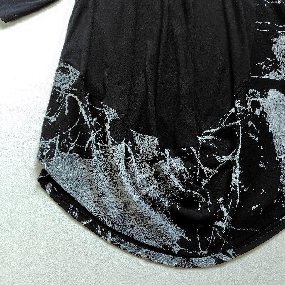22SS 美品 芽風 センソユニコ ジャガード墨絵 アシンメトリーワンピース