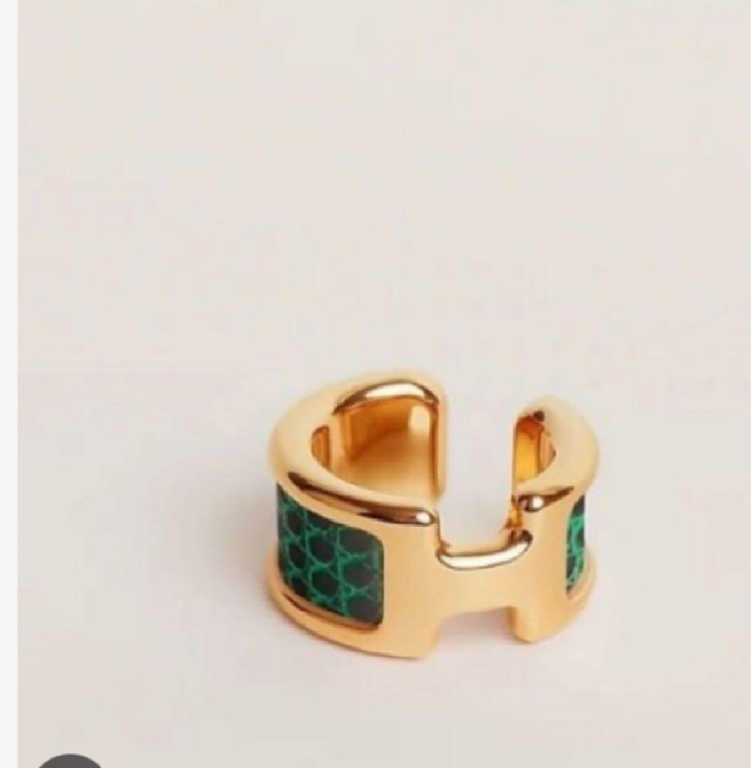 HERMES グリーン バングル　オランプ　イヤーカフ