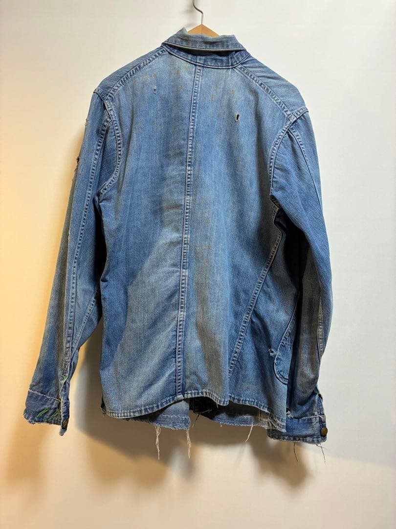 vintage Green stitch denim cover all ボロ