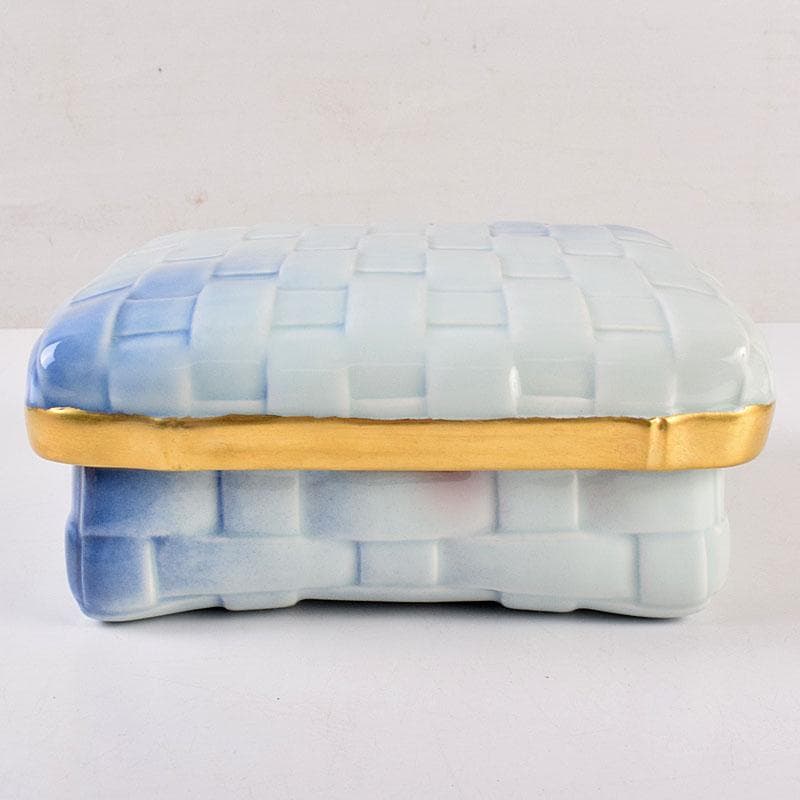 茶道具　京焼　平安　小川武雄作　梅椿文　食籠　共布共箱　V　R8955