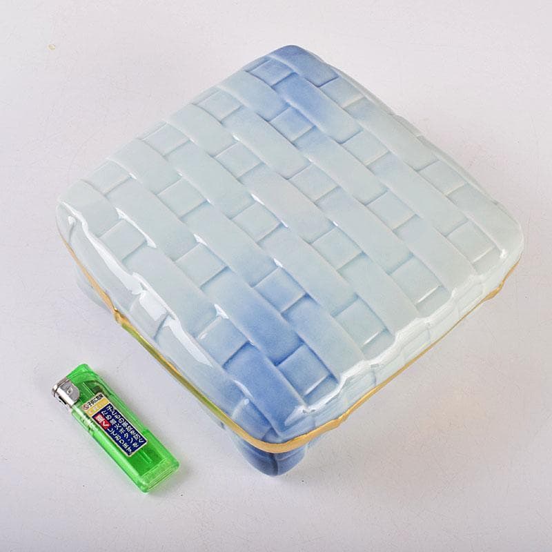 茶道具　京焼　平安　小川武雄作　梅椿文　食籠　共布共箱　V　R8955