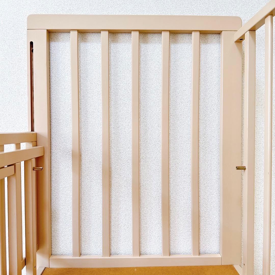 【国産】ミニベビーベッド あわイロ 木製　棚板　収納　スライド　敷きふとん付