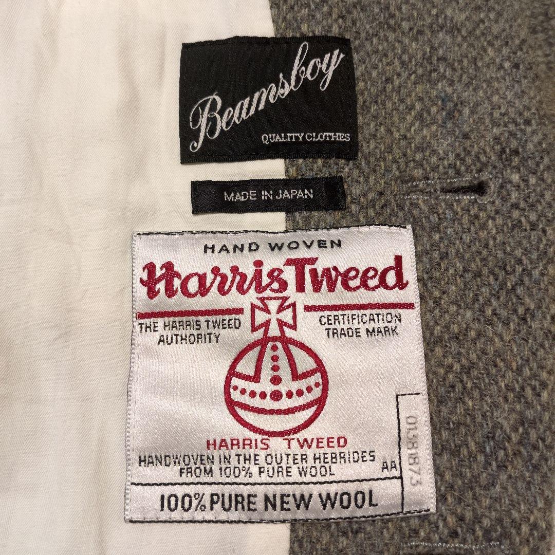 ビームスボーイ ハリスツイード レザー エルボーパッチ テーラードジャケット