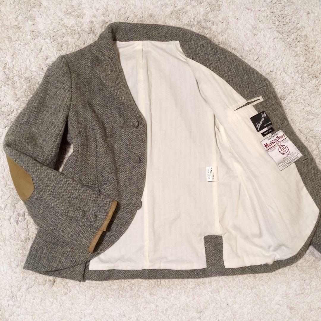 ビームスボーイ ハリスツイード レザー エルボーパッチ テーラードジャケット