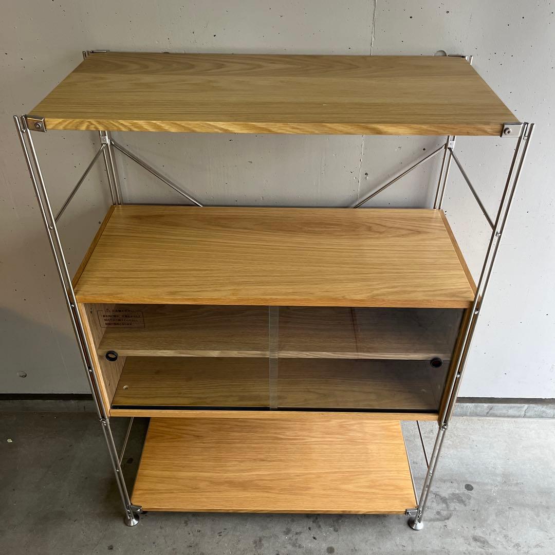 niconico★無印ステンレスユニットシェルフ　オーク材棚・カップボード