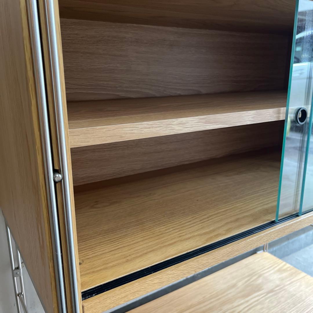 niconico★無印ステンレスユニットシェルフ　オーク材棚・カップボード