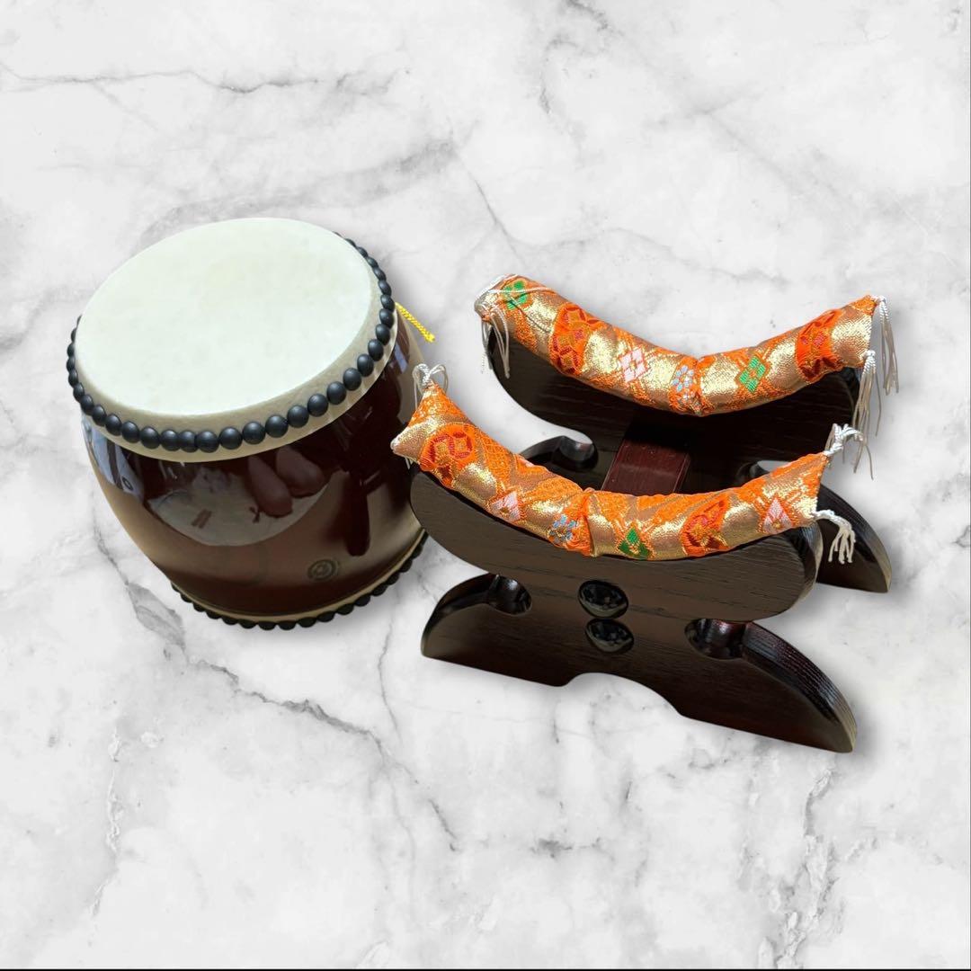 【極美品】太鼓の里 浅野　ミニ 太鼓バチ２本付き 和太鼓 子ども　お祭り