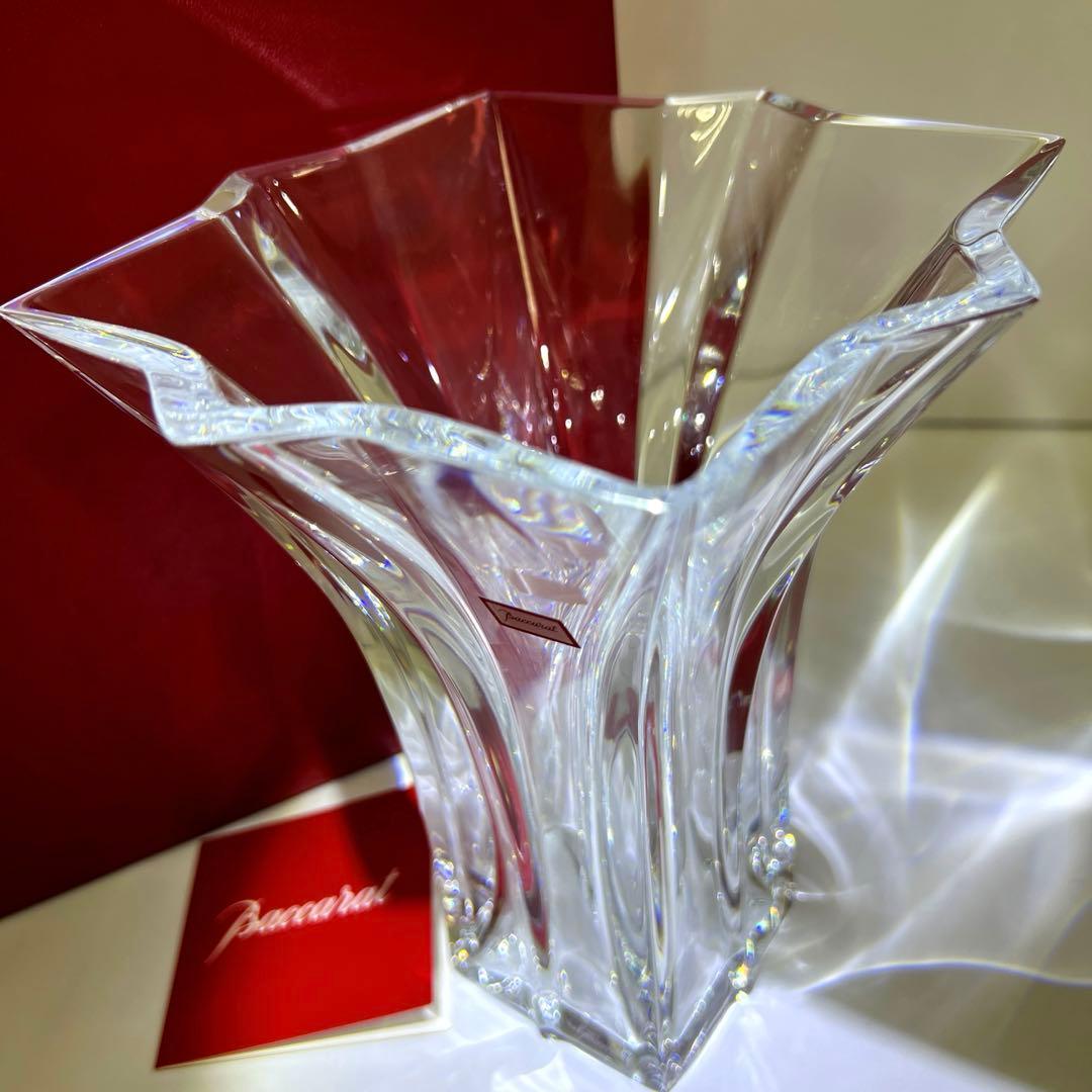 ☆洋3 バカラ　大花瓶　共箱　高さ約20㎝　東Y7-1020④