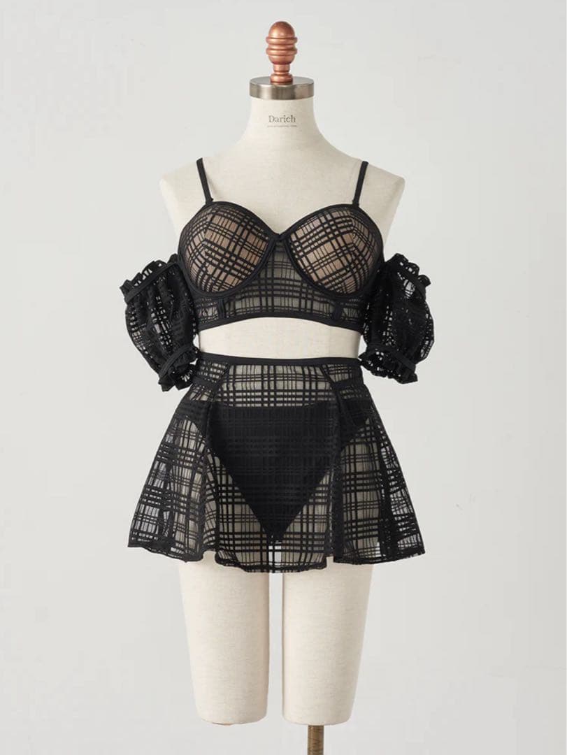 Darich チェックレースシアービキニ ブラック