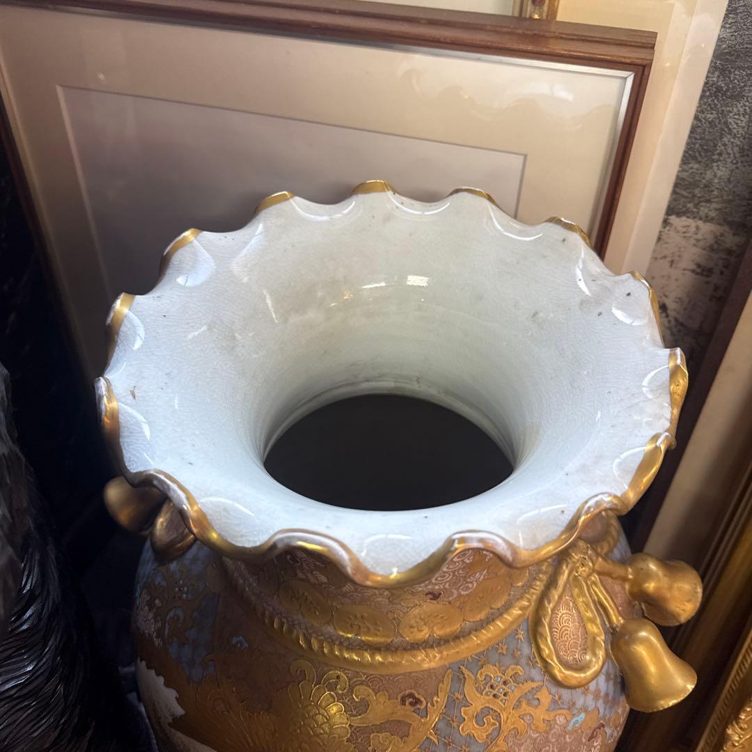 薩摩焼 大花瓶 金彩 骨董品 壷