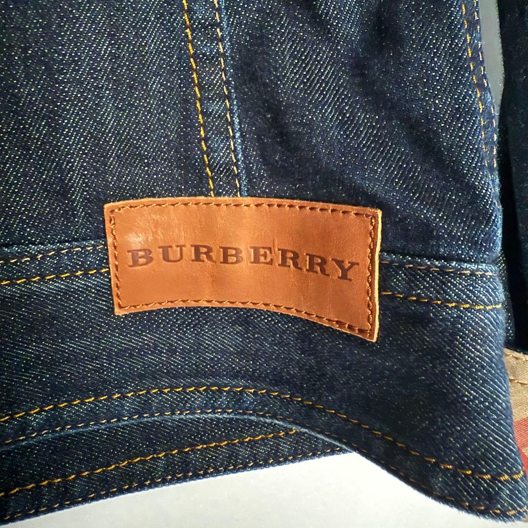 廃盤 美品　バーバリーロンドン　デニムジャケット ノバチェック裏地 革ロゴ 38