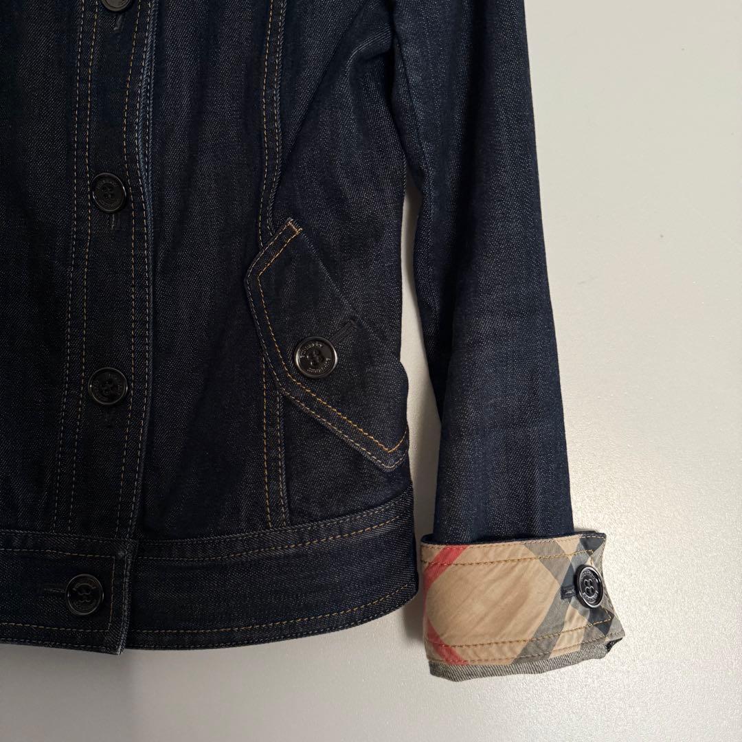 廃盤 美品　バーバリーロンドン　デニムジャケット ノバチェック裏地 革ロゴ 38