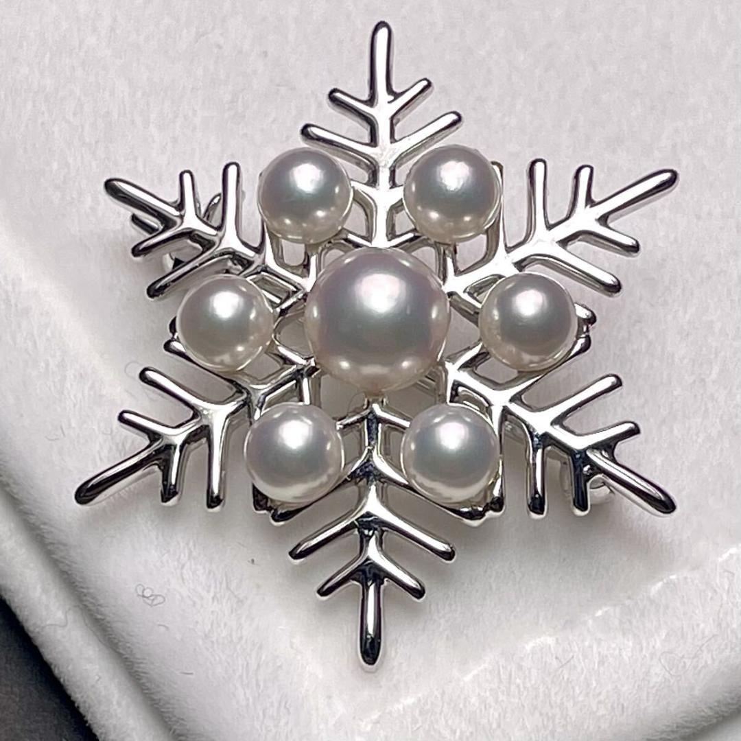 【MIKIMOTO/ミキモト】アコヤパール スノーフレーク 雪の結晶 ブローチ