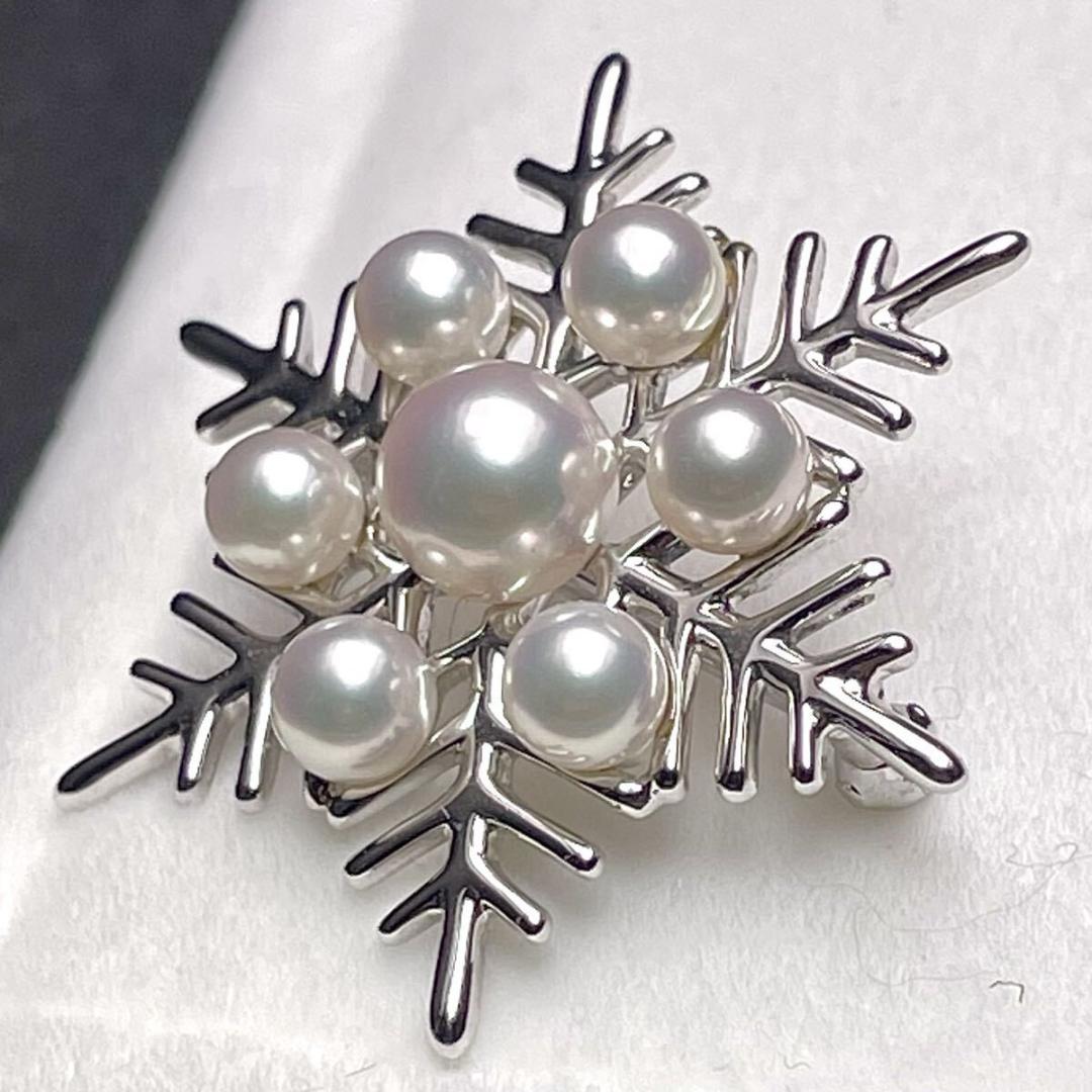 【MIKIMOTO/ミキモト】アコヤパール スノーフレーク 雪の結晶 ブローチ