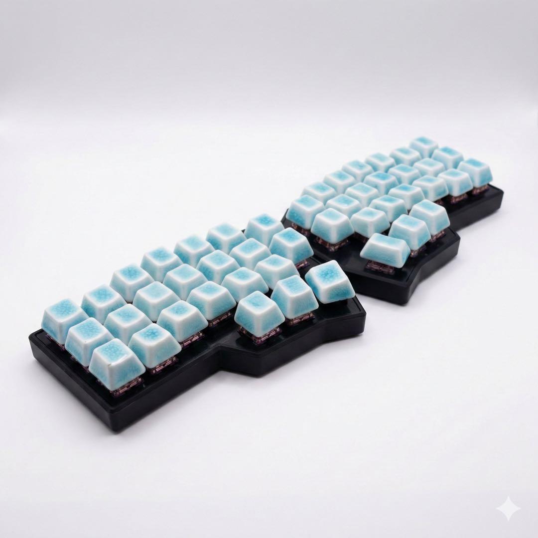 キーボード Corne V4 Chocolate x Cerakey Blue Crazed