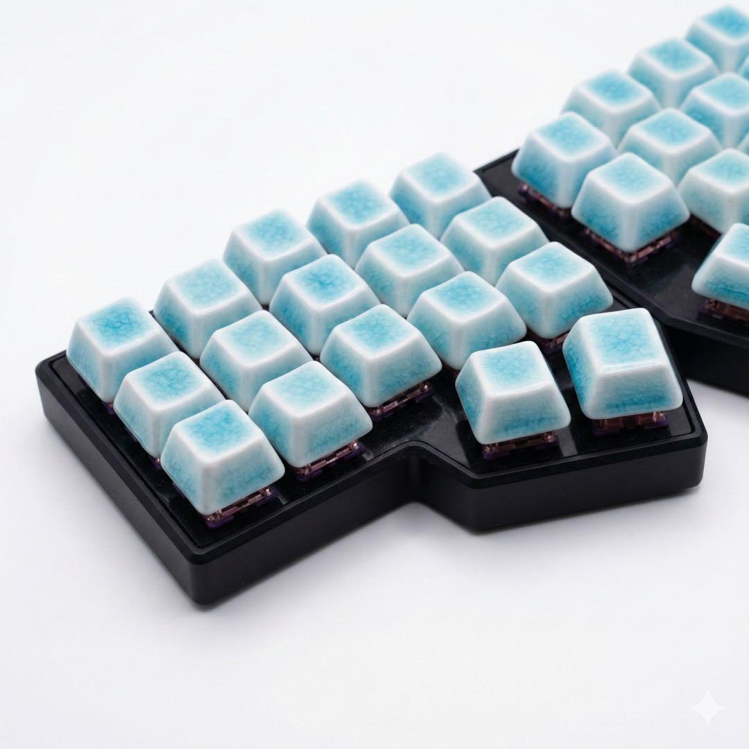 キーボード Corne V4 Chocolate x Cerakey Blue Crazed