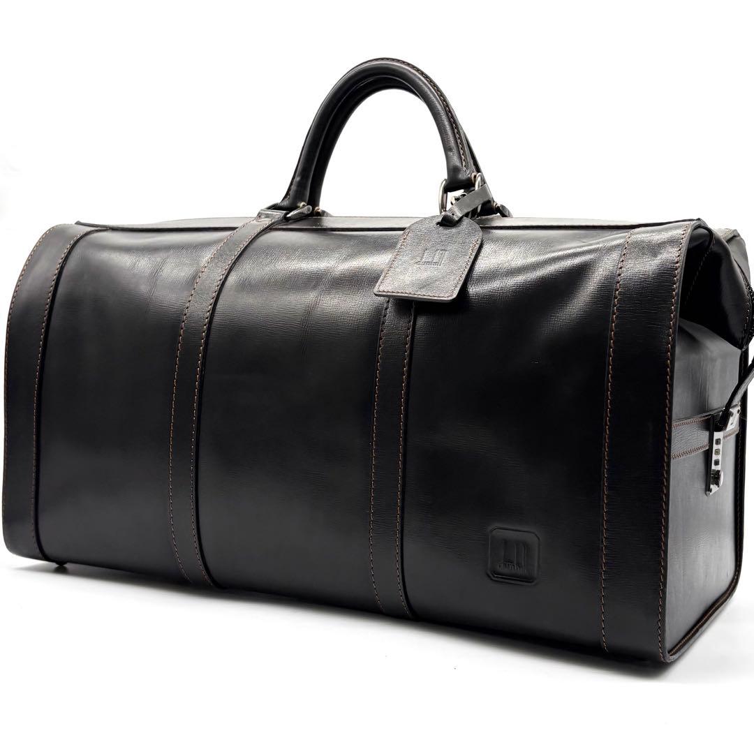 【極美品】ダンヒル ボストンバッグ 大容量 レザー ロゴ型押し ダークブラウン