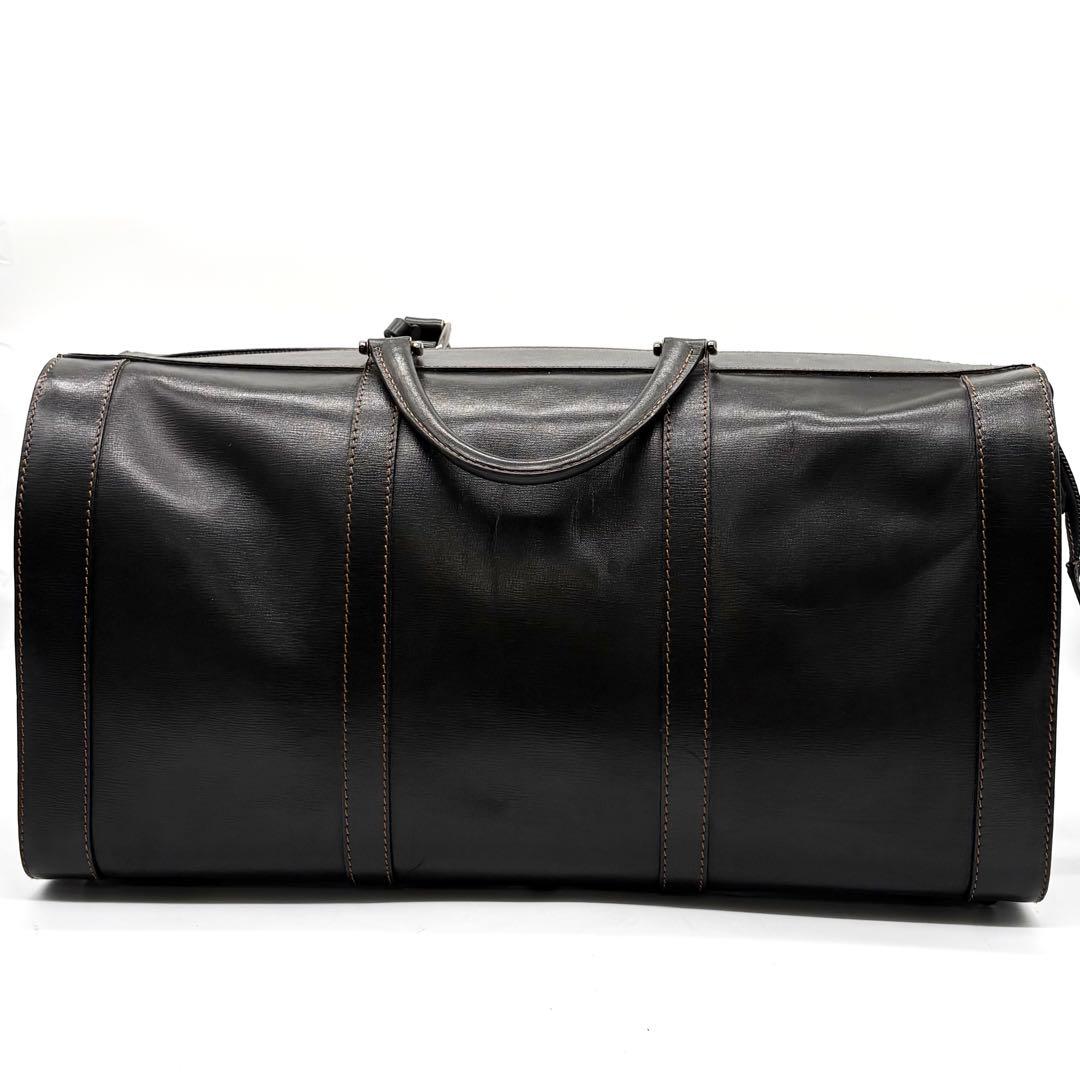 【極美品】ダンヒル ボストンバッグ 大容量 レザー ロゴ型押し ダークブラウン