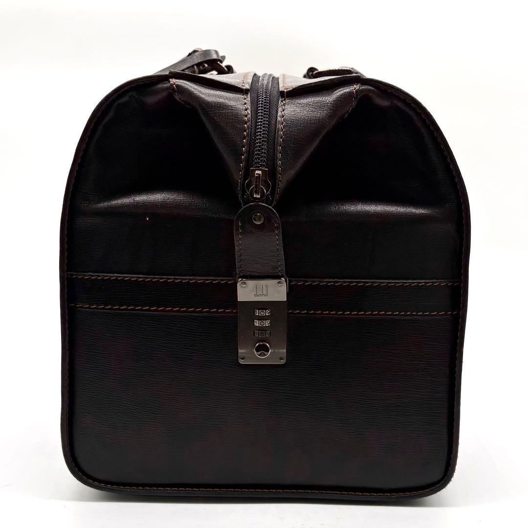 【極美品】ダンヒル ボストンバッグ 大容量 レザー ロゴ型押し ダークブラウン