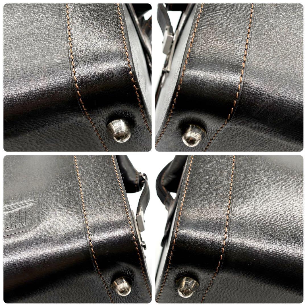 【極美品】ダンヒル ボストンバッグ 大容量 レザー ロゴ型押し ダークブラウン