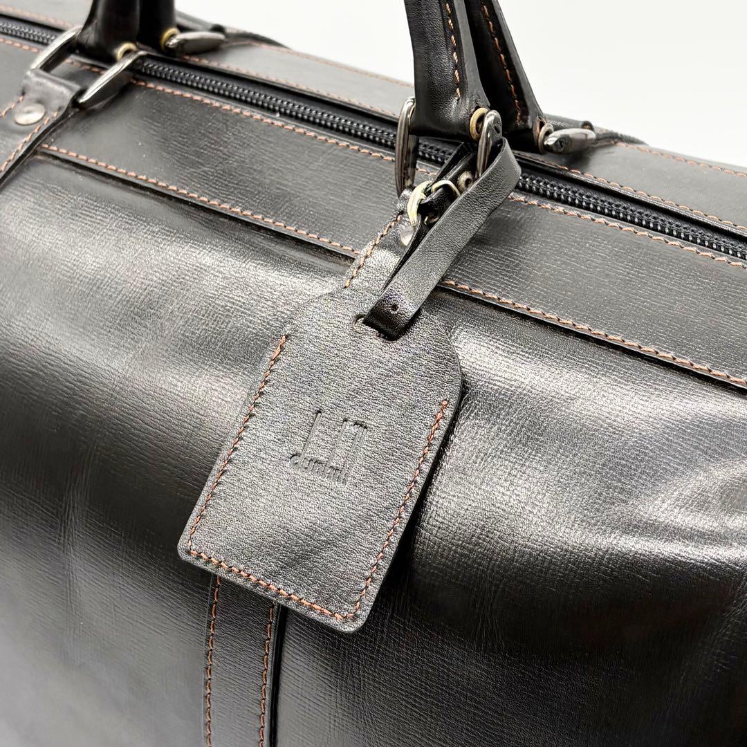 【極美品】ダンヒル ボストンバッグ 大容量 レザー ロゴ型押し ダークブラウン