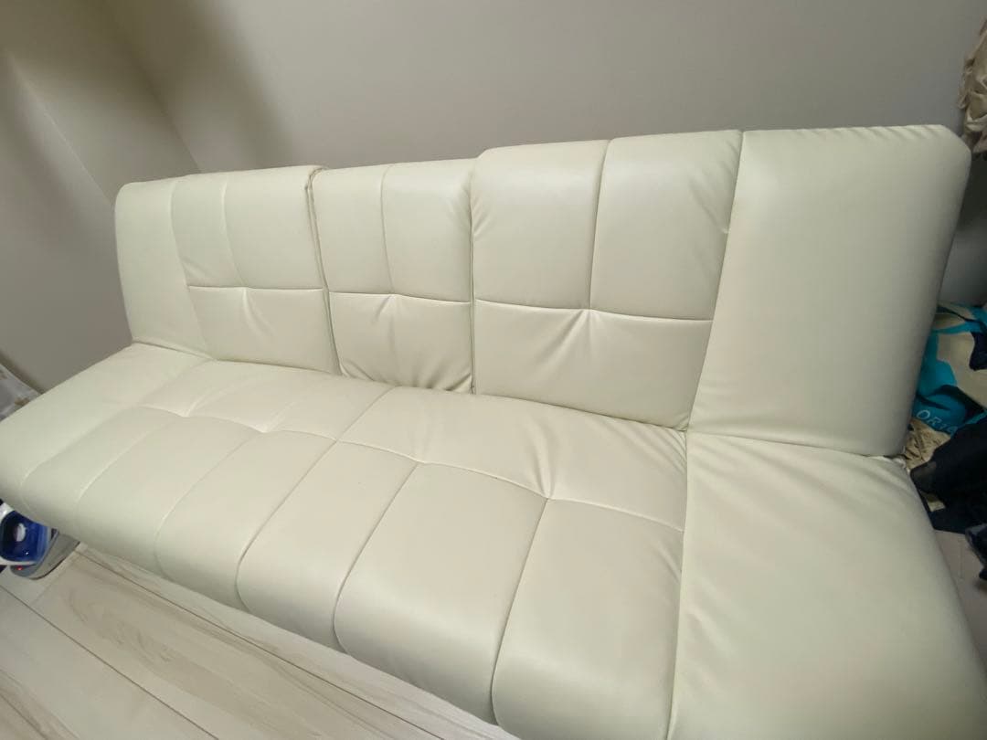 【あい様購入確定済】アイボリー 合成皮革 ソファ