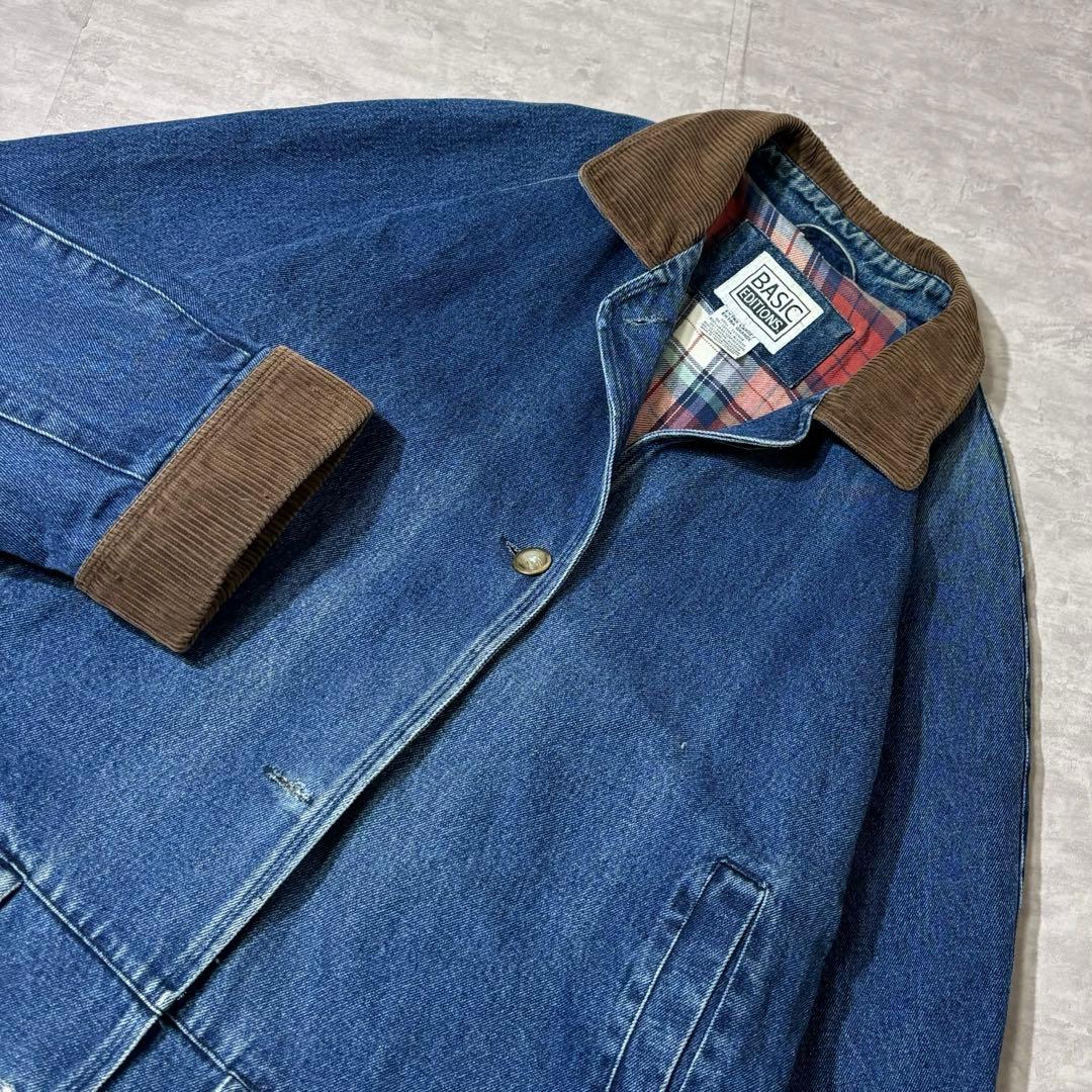 90s BASIC EDITIONS 襟コーデュロイ デニム カバーオール