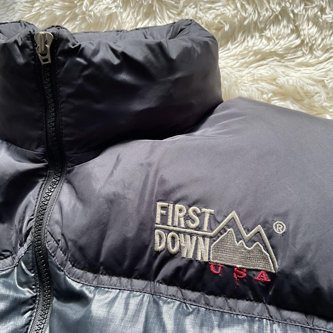 人気✨90's ファーストダウン　ダウンジャケット　M ヌプシ型　ブラック　刺繍