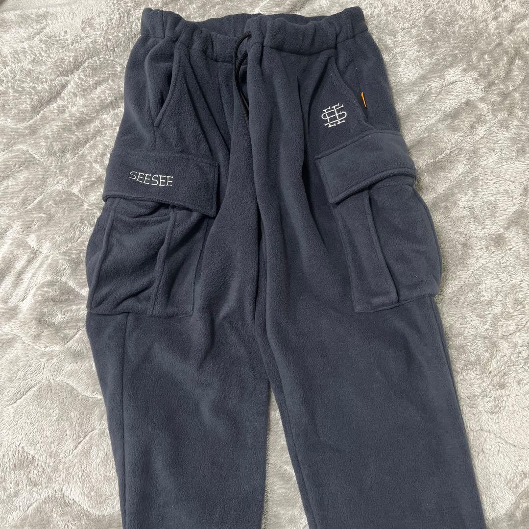 seesee フリースパンツ ネイビー M カーゴパンツ フリース
