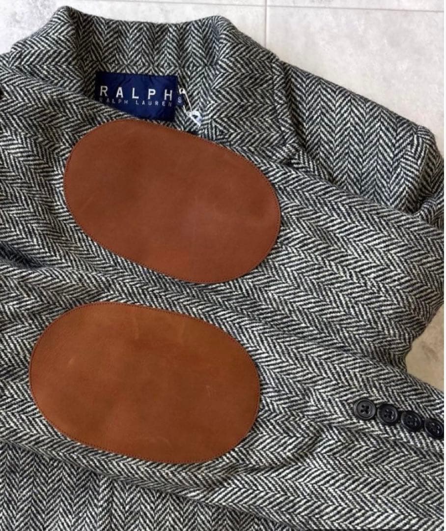 超可愛いラルフローレン ヘリンボーン エルボーパッチ テーラードジャケット