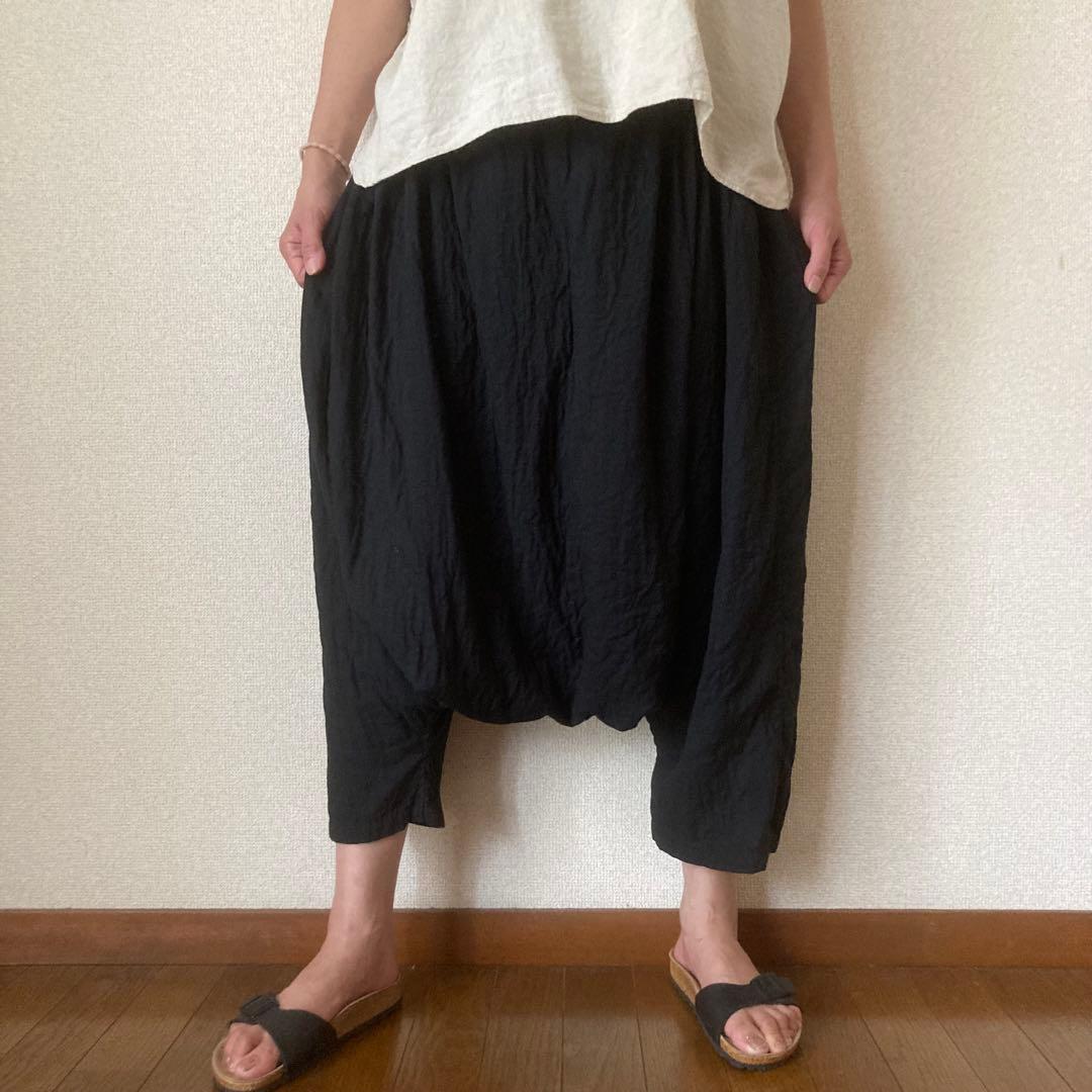 【美鬼　☆様お取置き】ゆったりシルエット ダブルガーゼ サルエルパンツ ブラック