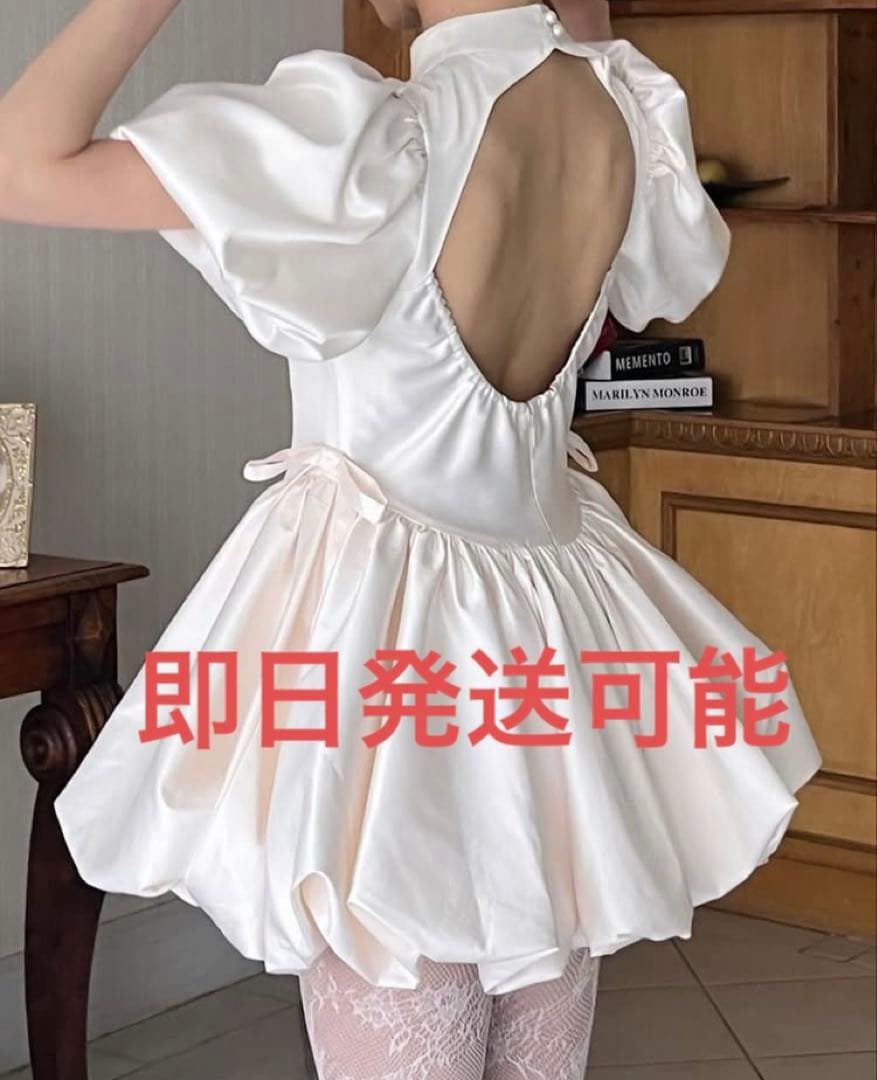 トリートユアセルフtreat ürself サテンバルーンペプラムミニワンピース