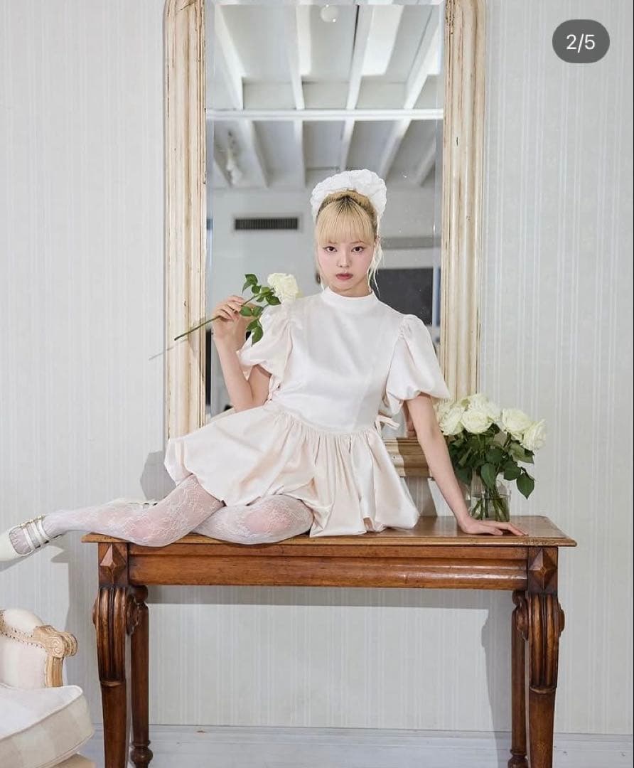 トリートユアセルフtreat ürself サテンバルーンペプラムミニワンピース