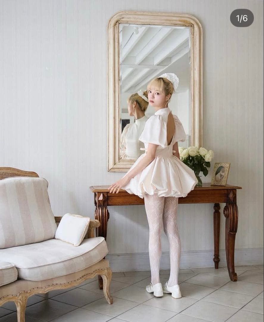 トリートユアセルフtreat ürself サテンバルーンペプラムミニワンピース