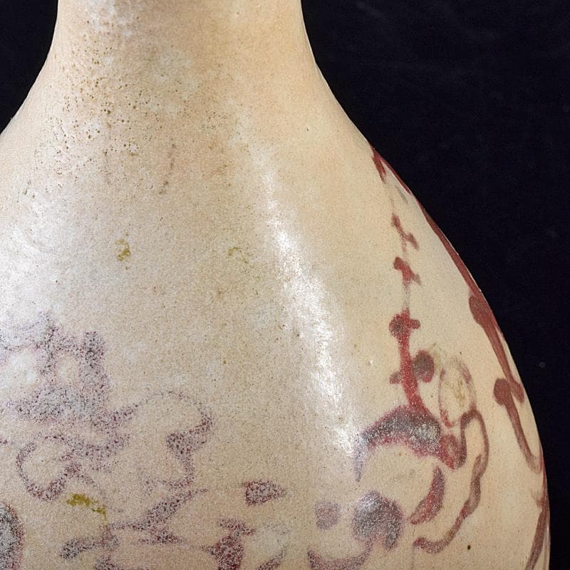 大発 中国　釉裏紅　花文　玉壺春瓶　金継ぎ直し　V　R7961