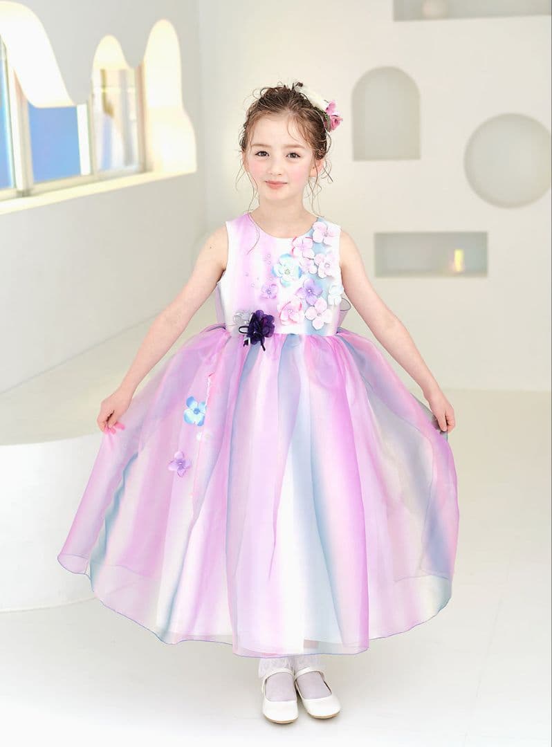 DRESCCO グラデーションパープルオーガンジーロングドレス