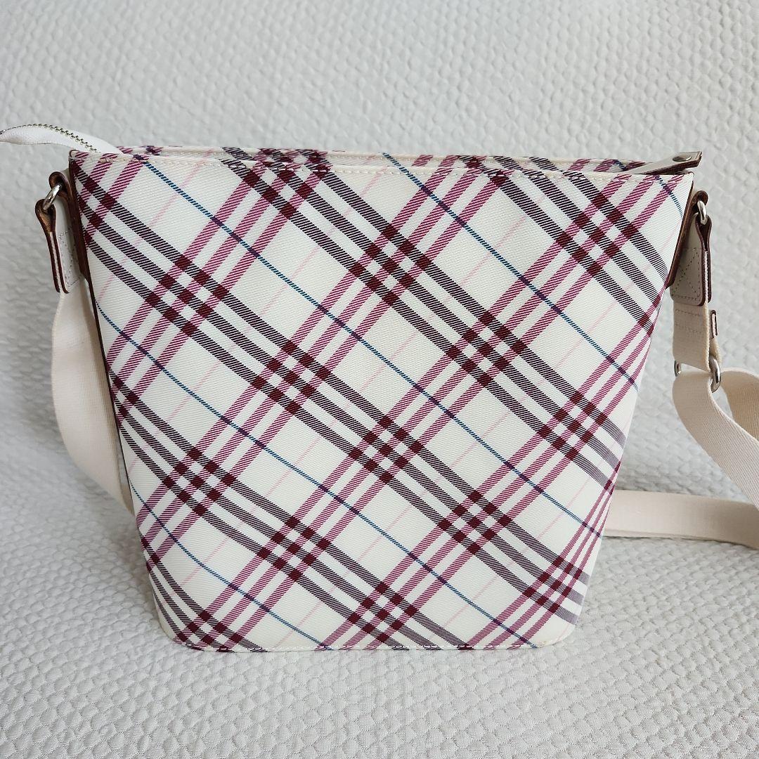 バーバリー ブルーレーベル　ショルダーバッグ　ノバチェック　ホワイト　ピンク