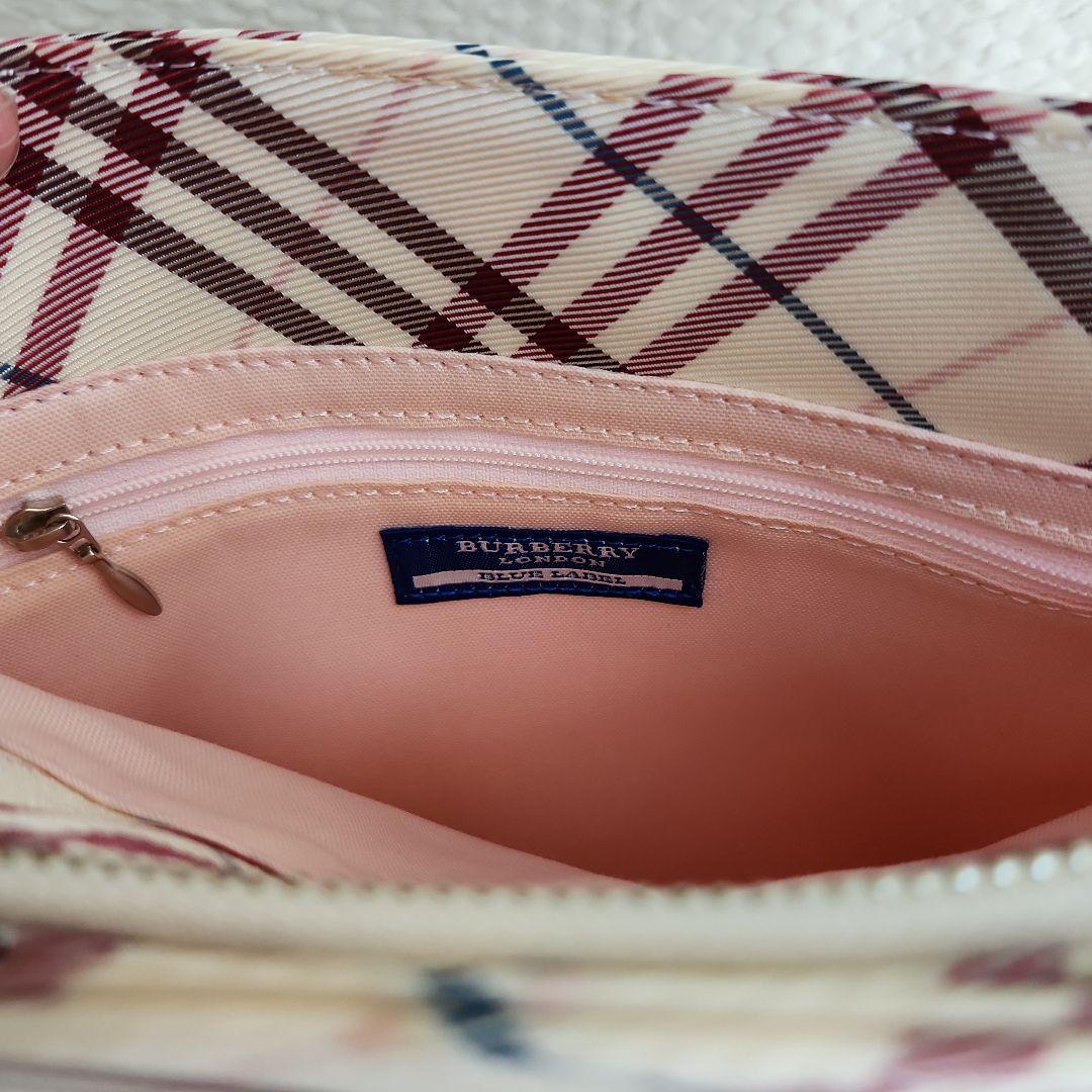 バーバリー ブルーレーベル　ショルダーバッグ　ノバチェック　ホワイト　ピンク