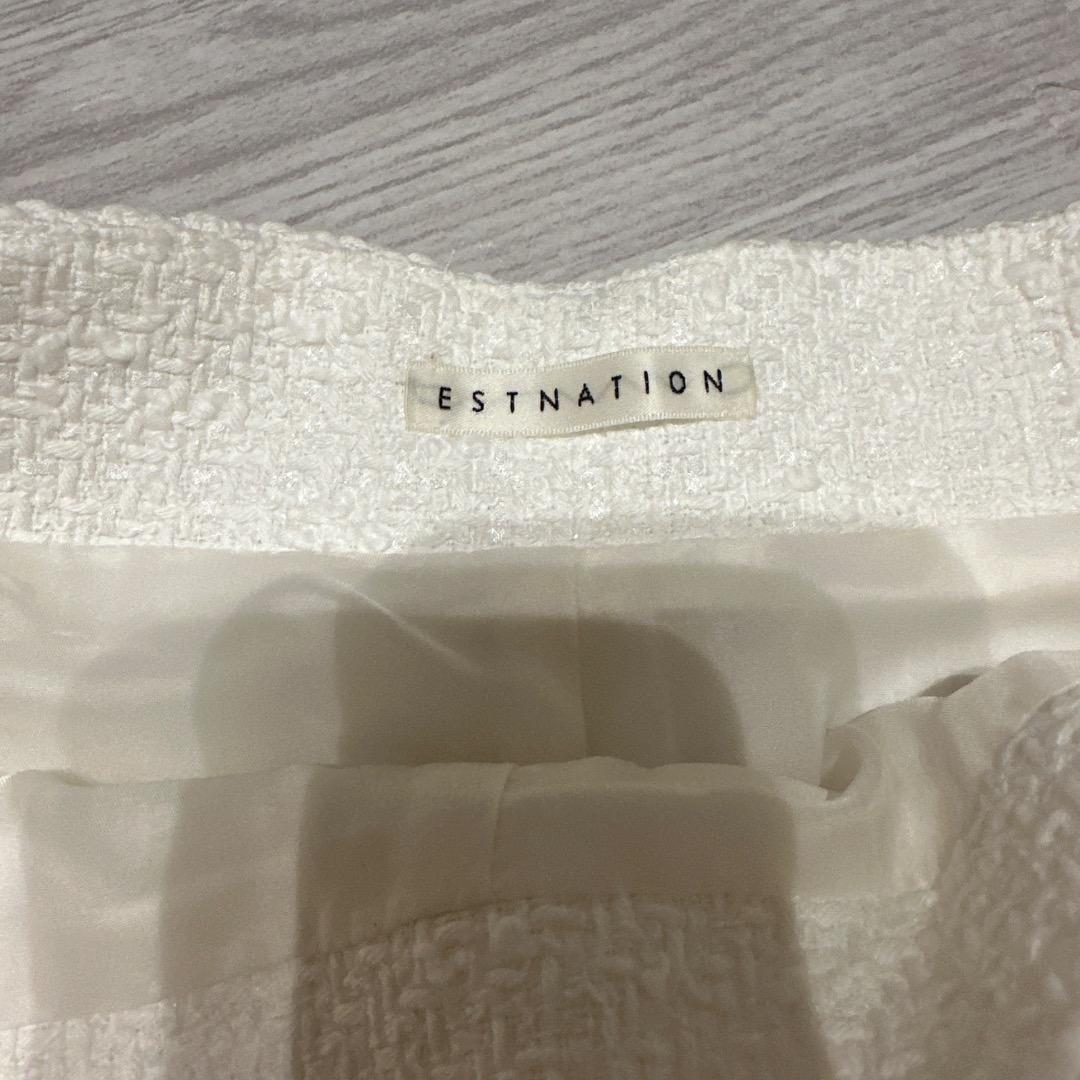 ESTNATION ホワイト タック入りツイードショートパンツ　新品未使用　美品