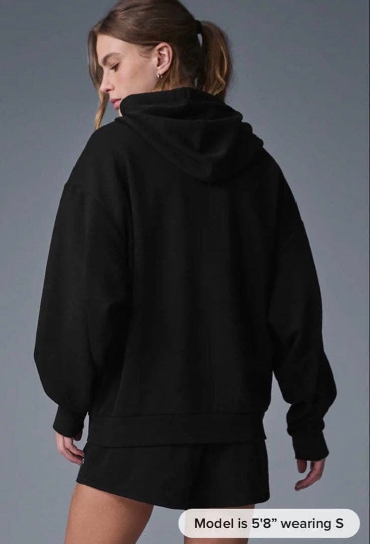 alo yoga アローヨガフルジップ パーカー ブラック　XSサイズ