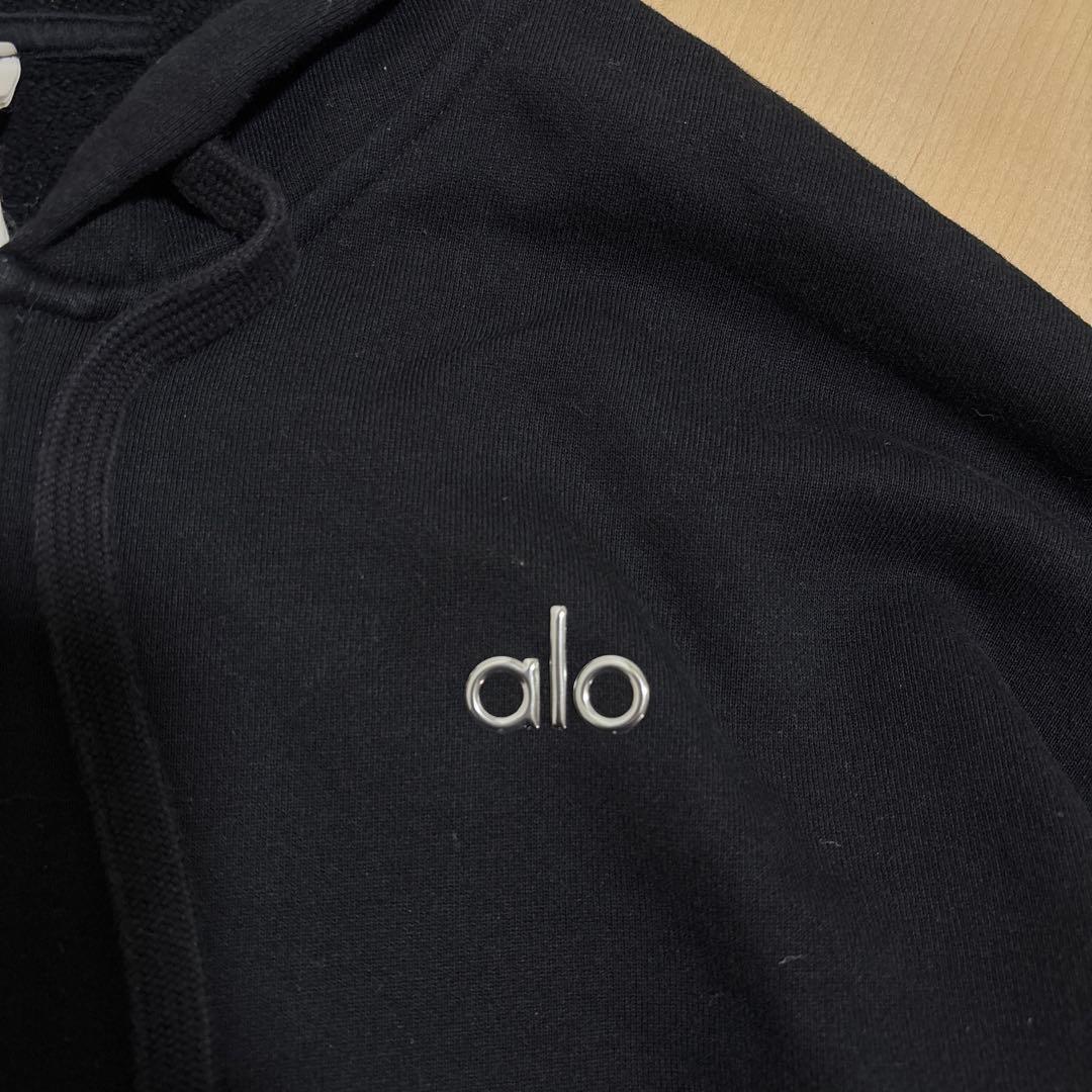 alo yoga アローヨガフルジップ パーカー ブラック　XSサイズ