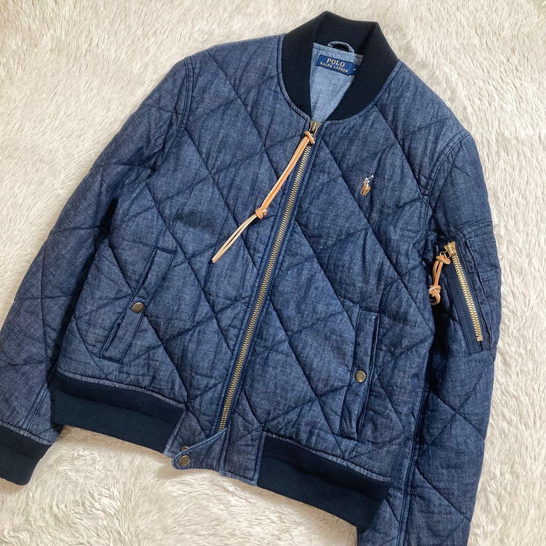 美品 ポロラルフローレン デニムボンバージャケット MA-1 中綿入り ポニー